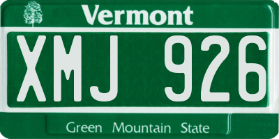 VT license plate XMJ926