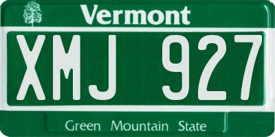 VT license plate XMJ927