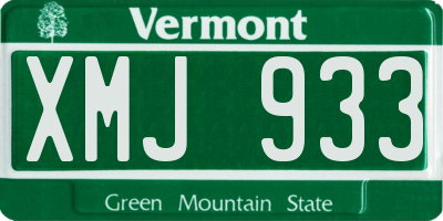 VT license plate XMJ933