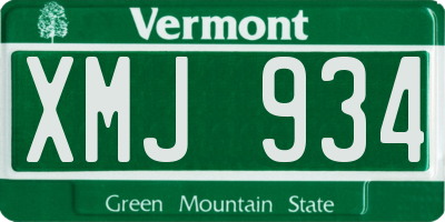 VT license plate XMJ934