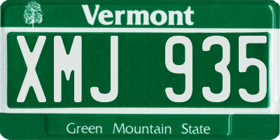 VT license plate XMJ935