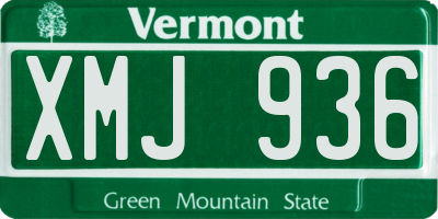 VT license plate XMJ936