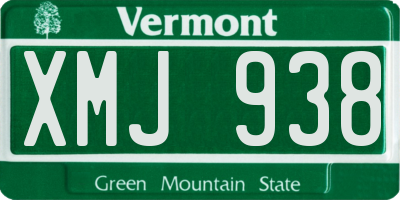 VT license plate XMJ938