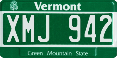 VT license plate XMJ942