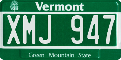 VT license plate XMJ947