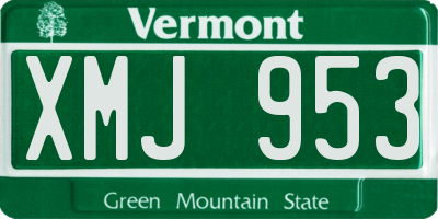 VT license plate XMJ953