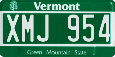 VT license plate XMJ954
