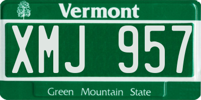 VT license plate XMJ957