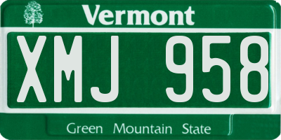 VT license plate XMJ958