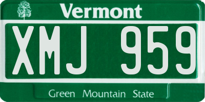 VT license plate XMJ959