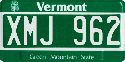 VT license plate XMJ962