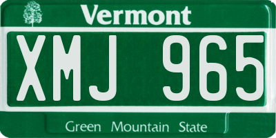 VT license plate XMJ965