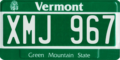 VT license plate XMJ967