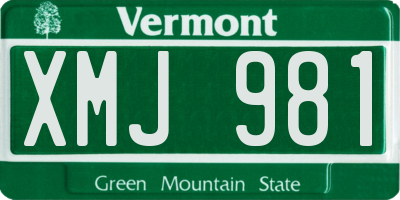 VT license plate XMJ981