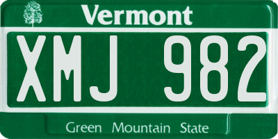 VT license plate XMJ982