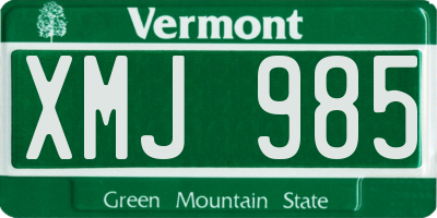 VT license plate XMJ985