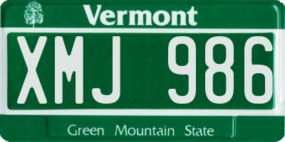 VT license plate XMJ986