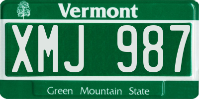 VT license plate XMJ987