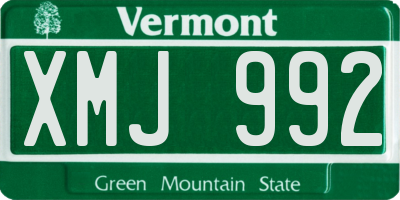 VT license plate XMJ992