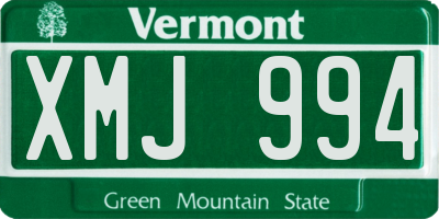 VT license plate XMJ994