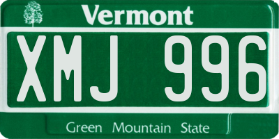 VT license plate XMJ996