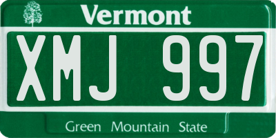 VT license plate XMJ997