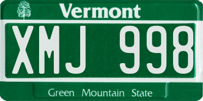 VT license plate XMJ998