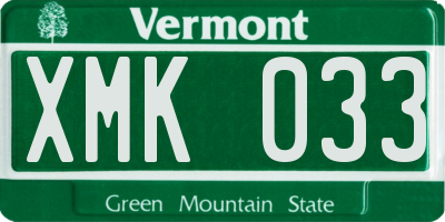 VT license plate XMK033