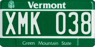 VT license plate XMK038