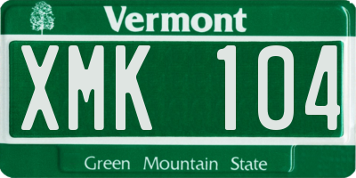 VT license plate XMK104
