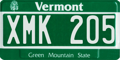 VT license plate XMK205