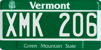 VT license plate XMK206