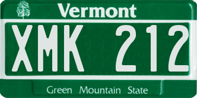 VT license plate XMK212