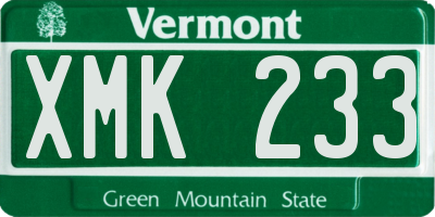 VT license plate XMK233