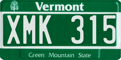 VT license plate XMK315