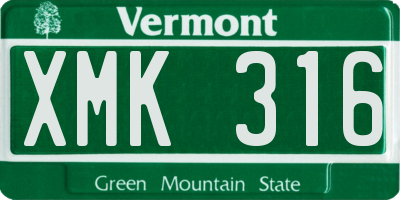VT license plate XMK316