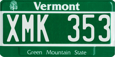 VT license plate XMK353