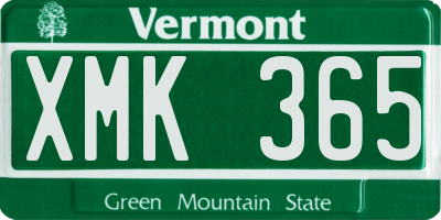 VT license plate XMK365