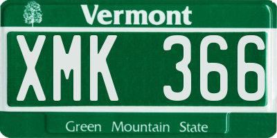 VT license plate XMK366