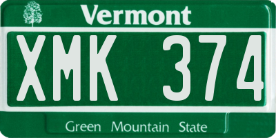VT license plate XMK374