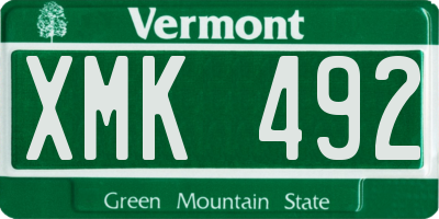 VT license plate XMK492
