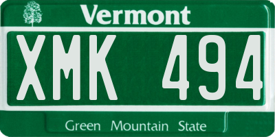 VT license plate XMK494