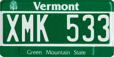 VT license plate XMK533