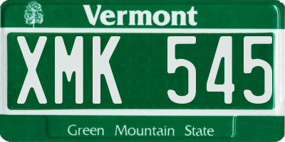 VT license plate XMK545