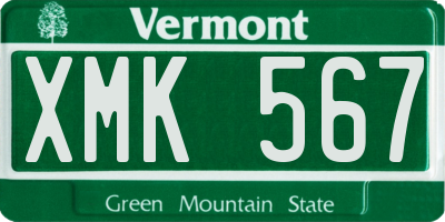 VT license plate XMK567
