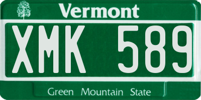 VT license plate XMK589