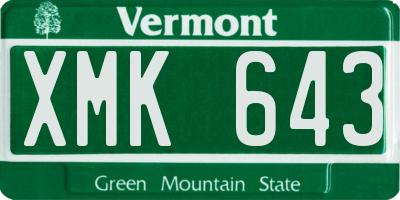 VT license plate XMK643
