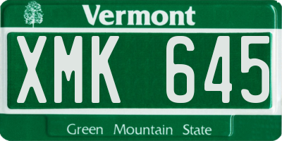 VT license plate XMK645