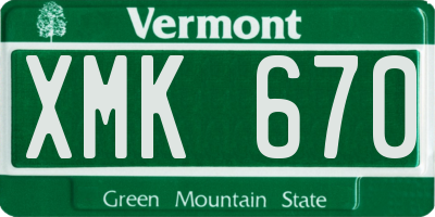 VT license plate XMK670