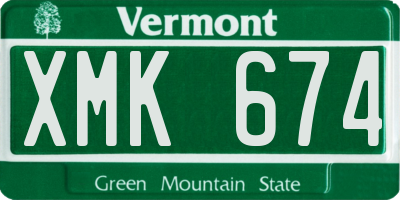 VT license plate XMK674